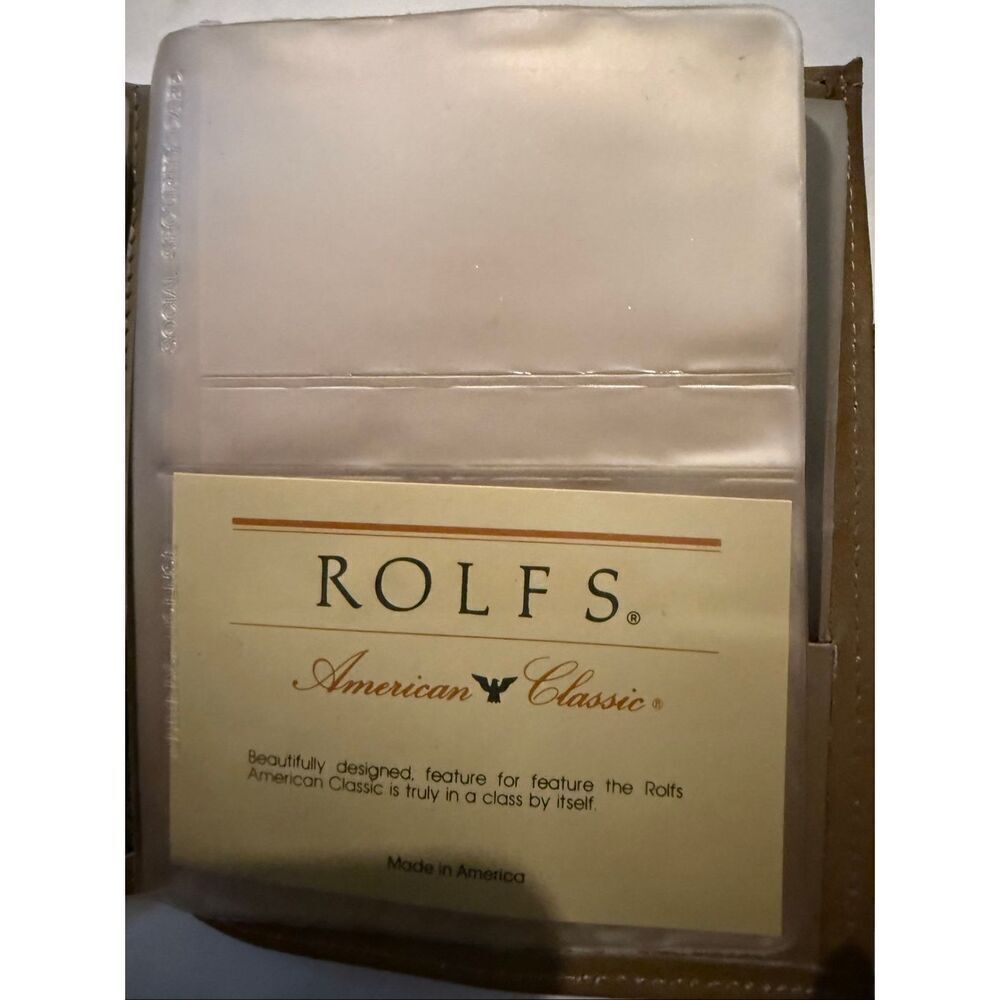 Vintage Rolfs Women's Cowhide Leather Tooled Kisslock Bifold Wallet Tan NWOT